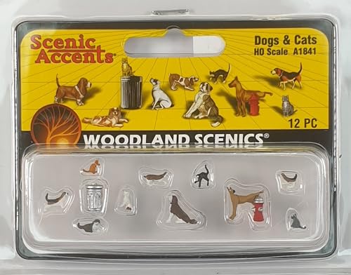 Woodland Scenics A1841 Tiere Hunde Katzen Hydrant Mülltonne Figuren Spur H0 HO 1:87 von Woodland Scenics