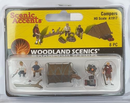 Woodland Scenics A1917 Campingplatz Camper Campingzelt Wanderer Feuerstelle Campers Figuren Spur H0 HO 1:87 von Woodland Scenics