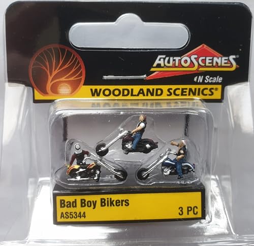 Woodland Scenics AS5344 Rocker Outlaws Motorradfahrer Chopper Figuren Spur N 1:160 Bad Boy Bikers von Woodland Scenics