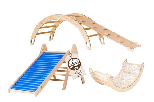 WoodsCraft 4in1 Set: Kletterdreieck mit Rutsche Indoor/Klettern Rampe, Rollenrutsche & Kletterbogen | Holz Montessori Klettergerüst Indoor Spielgeräte | Klettern Kinder Indoor & Klettern Baby WoodsCraft 4in1 Set: Kletterdreieck mit Rutsche Indoor/Klettern Rampe, Rollenrutsche & Kletterbogen | Holz Montessori Klettergerüst Indoor Spielgeräte | Klettern Kinder Indoor & Klettern Baby von WoodsCraft
