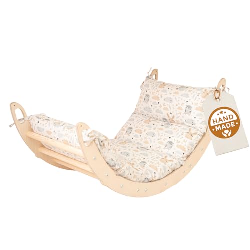 WoodsCraft Kletterbogen mit Kissen - Holz Klettergerüst Indoor - Hypoallergen Kissen für Kletterbogen, Holzwippe, Bogenwippe - Montessori Kletterspielzeug - Baby Klettern Indoor - Wippe Kinder WoodsCraft Kletterbogen mit Kissen - Holz Klettergerüst Indoor - Hypoallergen Kissen für Kletterbogen, Holzwippe, Bogenwippe - Montessori Kletterspielzeug - Baby Klettern Indoor - Wippe Kinder von WoodsCraft