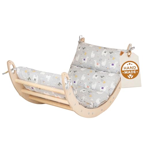 WoodsCraft Kletterbogen mit Kissen - Holz Klettergerüst Indoor - Hypoallergen Kissen für Kletterbogen, Holzwippe, Bogenwippe - Montessori Kletterspielzeug - Baby Klettern Indoor - Wippe Kinder WoodsCraft Kletterbogen mit Kissen - Holz Klettergerüst Indoor - Hypoallergen Kissen für Kletterbogen, Holzwippe, Bogenwippe - Montessori Kletterspielzeug - Baby Klettern Indoor - Wippe Kinder von WoodsCraft