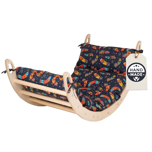 WoodsCraft Kletterbogen mit Kissen - Holz Klettergerüst Indoor - Hypoallergen Kissen für Kletterbogen, Holzwippe, Bogenwippe - Montessori Kletterspielzeug - Baby Klettern Indoor - Wippe Kinder WoodsCraft Kletterbogen mit Kissen - Holz Klettergerüst Indoor - Hypoallergen Kissen für Kletterbogen, Holzwippe, Bogenwippe - Montessori Kletterspielzeug - Baby Klettern Indoor - Wippe Kinder von WoodsCraft