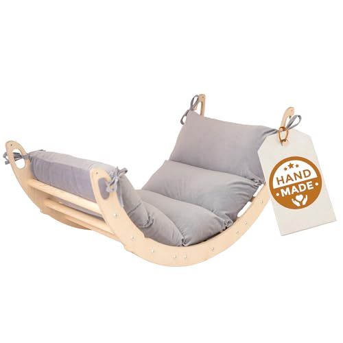 WoodsCraft Kletterbogen mit Kissen - Holz Klettergerüst Indoor - Hypoallergen Kissen für Kletterbogen, Holzwippe, Bogenwippe - Montessori Kletterspielzeug - Baby Klettern Indoor - Wippe Kinder WoodsCraft Kletterbogen mit Kissen - Holz Klettergerüst Indoor - Hypoallergen Kissen für Kletterbogen, Holzwippe, Bogenwippe - Montessori Kletterspielzeug - Baby Klettern Indoor - Wippe Kinder von WoodsCraft