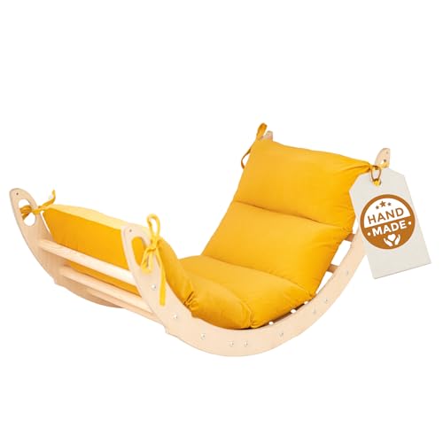 WoodsCraft Kletterbogen mit Kissen - Holz Klettergerüst Indoor - Hypoallergen Kissen für Kletterbogen, Holzwippe, Bogenwippe - Montessori Kletterspielzeug - Baby Klettern Indoor - Wippe Kinder WoodsCraft Kletterbogen mit Kissen - Holz Klettergerüst Indoor - Hypoallergen Kissen für Kletterbogen, Holzwippe, Bogenwippe - Montessori Kletterspielzeug - Baby Klettern Indoor - Wippe Kinder von WoodsCraft