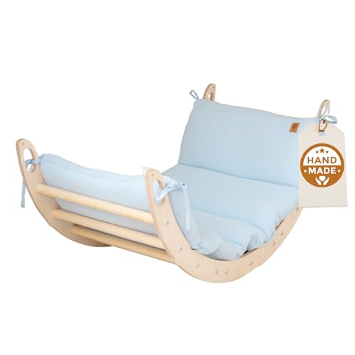 WoodsCraft Kletterbogen mit Kissen - Holz Klettergerüst Indoor - Hypoallergen Kissen für Kletterbogen, Holzwippe, Bogenwippe - Montessori Kletterspielzeug - Baby Klettern Indoor - Wippe Kinder WoodsCraft Kletterbogen mit Kissen - Holz Klettergerüst Indoor - Hypoallergen Kissen für Kletterbogen, Holzwippe, Bogenwippe - Montessori Kletterspielzeug - Baby Klettern Indoor - Wippe Kinder von WoodsCraft