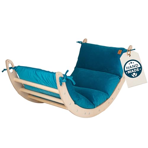 WoodsCraft Kletterbogen mit Kissen - Holz Klettergerüst Indoor - Hypoallergen Kissen für Kletterbogen, Holzwippe, Bogenwippe - Montessori Kletterspielzeug - Baby Klettern Indoor - Wippe Kinder von WoodsCraft