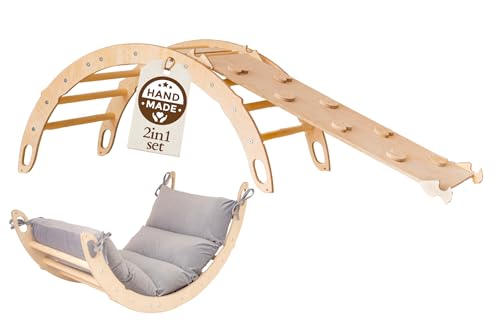 WoodsCraft Kletterbogen mit Kissen & Rutsche Indoor | Wippe Kinder & 2in1: Babyrutsche & Rampe | Holz Montessori Klettergerüst Indoor Spielgeräte & Spielplatz | Klettern Kinder Indoor & Klettern Baby WoodsCraft Kletterbogen mit Kissen & Rutsche Indoor | Wippe Kinder & 2in1: Babyrutsche & Rampe | Holz Montessori Klettergerüst Indoor Spielgeräte & Spielplatz | Klettern Kinder Indoor & Klettern Baby von WoodsCraft