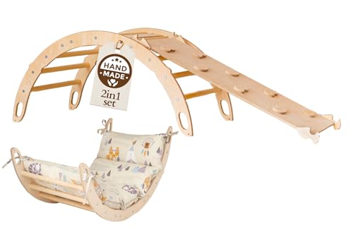 WoodsCraft Kletterbogen mit Kissen & Rutsche Indoor | Wippe Kinder & 2in1: Babyrutsche & Rampe | Holz Montessori Klettergerüst Indoor Spielgeräte & Spielplatz | Klettern Kinder Indoor & Klettern Baby WoodsCraft Kletterbogen mit Kissen & Rutsche Indoor | Wippe Kinder & 2in1: Babyrutsche & Rampe | Holz Montessori Klettergerüst Indoor Spielgeräte & Spielplatz | Klettern Kinder Indoor & Klettern Baby von WoodsCraft