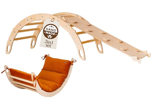 WoodsCraft Kletterbogen mit Kissen & Rutsche Indoor | Wippe Kinder & 2in1: Babyrutsche & Rampe | Holz Montessori Klettergerüst Indoor Spielgeräte & Spielplatz | Klettern Kinder Indoor & Klettern Baby WoodsCraft Kletterbogen mit Kissen & Rutsche Indoor | Wippe Kinder & 2in1: Babyrutsche & Rampe | Holz Montessori Klettergerüst Indoor Spielgeräte & Spielplatz | Klettern Kinder Indoor & Klettern Baby von WoodsCraft