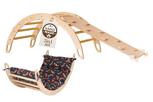 WoodsCraft Kletterbogen mit Kissen & Rutsche Indoor | Wippe Kinder & 2in1: Babyrutsche & Rampe | Holz Montessori Klettergerüst Indoor Spielgeräte & Spielplatz | Klettern Kinder Indoor & Klettern Baby WoodsCraft Kletterbogen mit Kissen & Rutsche Indoor | Wippe Kinder & 2in1: Babyrutsche & Rampe | Holz Montessori Klettergerüst Indoor Spielgeräte & Spielplatz | Klettern Kinder Indoor & Klettern Baby von WoodsCraft