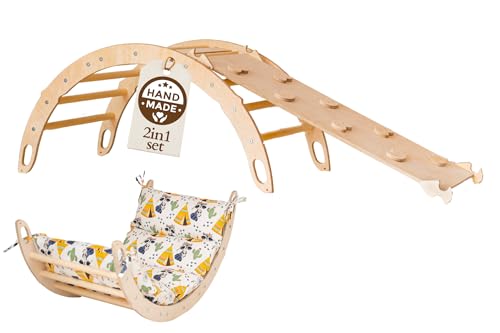 WoodsCraft Kletterbogen mit Kissen & Rutsche Indoor | Wippe Kinder & 2in1: Babyrutsche & Rampe | Holz Montessori Klettergerüst Indoor Spielgeräte & Spielplatz | Klettern Kinder Indoor & Klettern Baby WoodsCraft Kletterbogen mit Kissen & Rutsche Indoor | Wippe Kinder & 2in1: Babyrutsche & Rampe | Holz Montessori Klettergerüst Indoor Spielgeräte & Spielplatz | Klettern Kinder Indoor & Klettern Baby von WoodsCraft