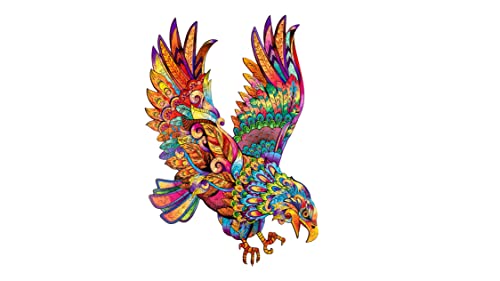 WOODVIO - Holzpuzzle für Erwachsene und Kinder - Adler, Fantasie-Puzzle in Vogelform, 207 einzigartige geformte Teile, Größe King (49 x 33 cm) von WOODVIO