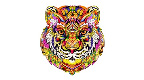 WOODVIO - Holzpuzzle für Erwachsene und Kinder - Tiger, Fantasie-Puzzle in Tierform, 219 einzigartig geformte Teile, Größe King (38 x 34 cm) von WOODVIO