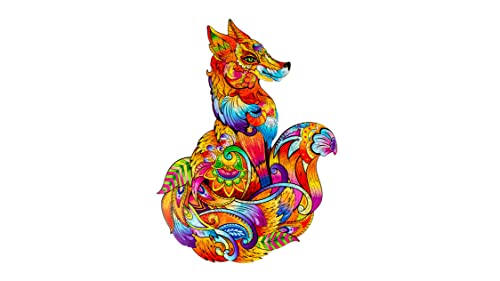 WOODVIO - Holzpuzzle für Erwachsene und Kinder - Fuchs, Fantasy-Puzzle in Tierform, 165 einzigartige geformte Teile, Größe King (42 x 38 cm) von WOODVIO