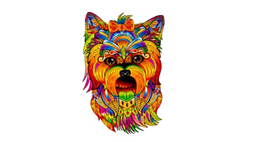 WOODVIO - Holzpuzzle für Erwachsene und Kinder - Yorkie, tierförmiges Fantasiepuzzle, 172 einzigartige Stücke, Größe King (46 x 31 cm) von Woodvio