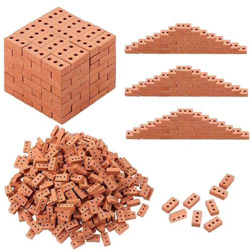 Woohome 200 Stück Mini Simulation Ziegel, 1:16 Mini Scale Ziegel Miniatur Ziegelsteine Backsteine Ziegelsteine für DIY Puppenhaus Ziegel Diorama Fairy Garten Dekoration (3 Loche Ziegelrot) von Woohome