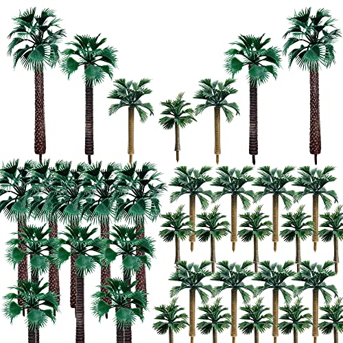 Woohome 30 Stück Palm Baum Modell Modellbau Bäume Miniatur Palme Kunststoff, Mini Palme Kokosnuss Kunststoff für DIY Landschaft Gartendeko, Modelllandschaft von Woohome