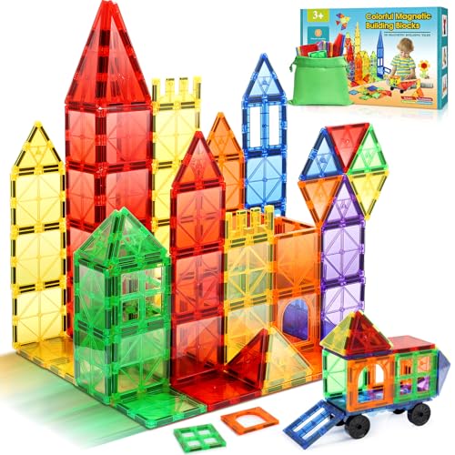 Wootoyz Magnetische Bausteine, Spielzeug ab 2 3 4 5 6 Jahre Jungen Mädchen, STEM Magnetspiel Montessori Spielzeug, Lernspielzeug für Kinder Geschenk Mädchen 2-6 Jahre von Wootoyz