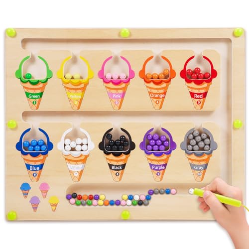Magnetspiel Labyrinth Montessori Spielzeug Ab 2-5 Jahre - Holzspielzeug Kinderspielzeug Lernspiele Geschenk Für Mädchen Und Jungen von Wootoyz