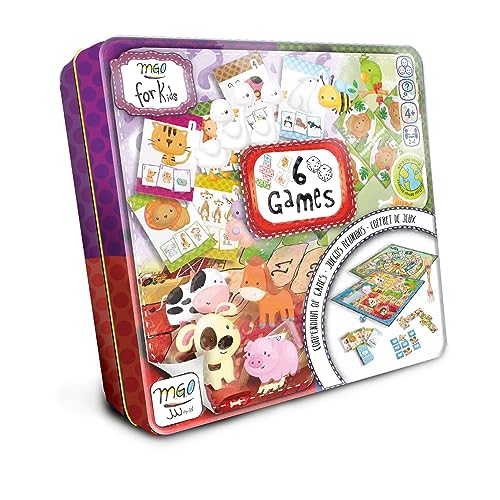 Meine ersten Spiele, 6-in-1-Spiele, darunter Schlangen und Leitern, Junior-Schach, Memory-Match, Tic-Toe, Ludo und Puzzle, Klassische Brettspiele in Einer Metallbox, Bildung und Spaß, für 2–4 Spieler Meine ersten Spiele, 6-in-1-Spiele, darunter Schlangen und Leitern, Junior-Schach, Memory-Match, Tic-Toe, Ludo und Puzzle, Klassische Brettspiele in Einer Metallbox, Bildung und Spaß, für 2–4 Spieler von World Alive SL