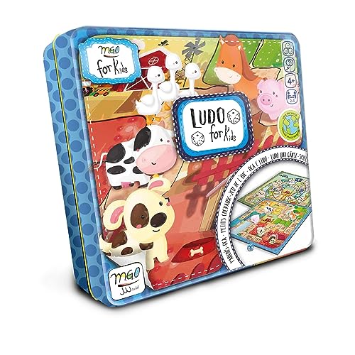 Meine ersten Spiele, Ludo und das Spiel der Gans für Kinder und Familien, klassisches Brettspiel in Metallbox, Spielstein mit Tiermotiv und Holzwürfel, für 2–4 Spieler Meine ersten Spiele, Ludo und das Spiel der Gans für Kinder und Familien, klassisches Brettspiel in Metallbox, Spielstein mit Tiermotiv und Holzwürfel, für 2–4 Spieler von World Alive SL