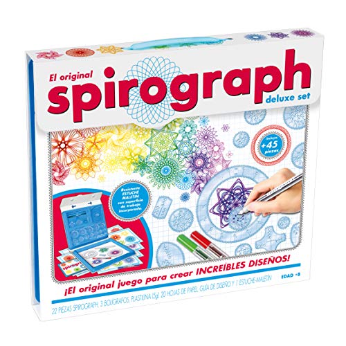 World Brands Spirograph Deluxe Set, Zeichnungsset, Bastelset, Schablonen zum Malen, Kindermosaik, Zeichnen lernen, Geschenke für Kinder, mehrfarbig (80977) von World Brands