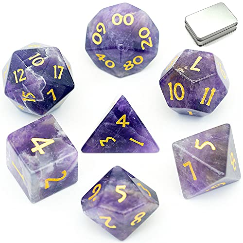 Premium Amethyst Würfelset – 7-teiliges Polyedrisches Würfelset für Dungeons and Dragons (D&D), Das Schwarze Auge (DSA), Pathfinder und weitere Rollenspiele, DND Würfel von World of Dice
