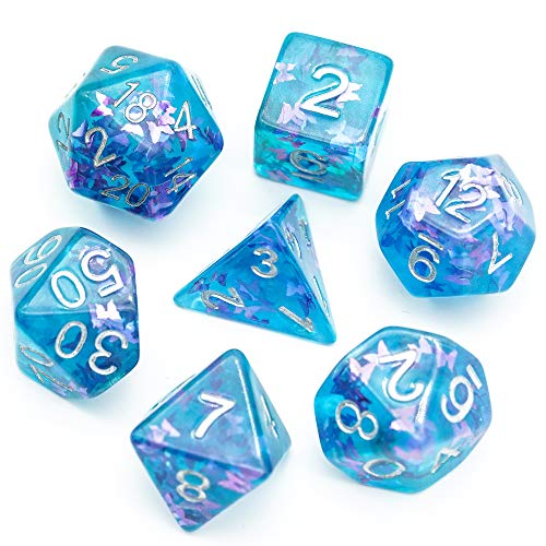 World of Dice Blue Butterfly - 7-teiliges Pen & Paper Würfelset, Rollenspiel-Würfel, Einsteigerset, für DND, DSA, Aborea, 20-seitige Würfel, blau World of Dice Blue Butterfly - 7-teiliges Pen & Paper Würfelset, Rollenspiel-Würfel, Einsteigerset, für DND, DSA, Aborea, 20-seitige Würfel, blau von World of Dice