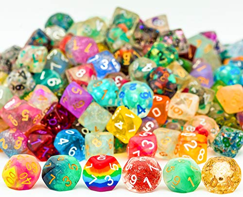 World of Dice D10 / W10 Würfel Set Mix - Bunt gemischt, perfekt für Dungeons and Dragons (DND) und alle Anderen Pen and Paper Systeme (5 Stück) von World of Dice