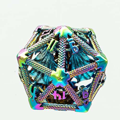 World of Dice - Fafnir W20 Prisma - 20-seitiger Würfel aus Metall, W20 mit Drache im Inneren, ideal für Dungeons and Dragons (D&D), Das Schwarze Auge (DSA), und viele mehr, D20 von World of Dice