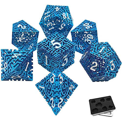 World of Dice - Garden of Minotaurus - Premium DND Würfelset, Metallwürfel, 7-teiliges Würfel-Set für Pen and Paper, Dungeons and Dragons (D&D), DSA, und vieles mehr von World of Dice