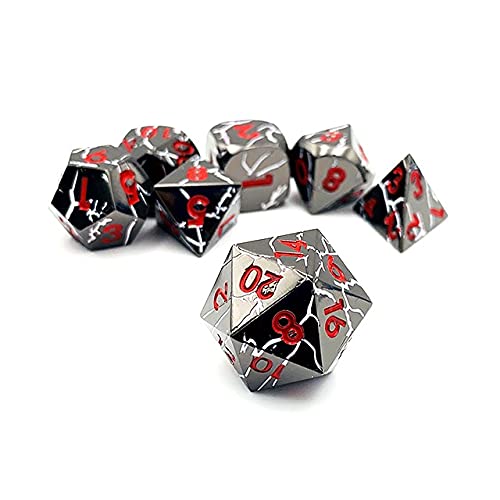 World of Dice Meteor-Serie - Pen and Paper Würfelset Metall, 7-teiliges Set, D4 bis D20, polyedrische Würfel, ideal für D&D, DSA, Cthulhu und mehr (ohne Etui, Silver) von World of Dice