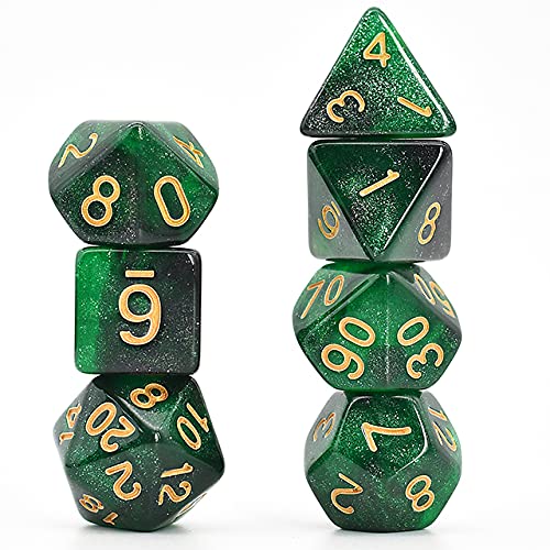 World of Dice Orion-Serie - Pen and Paper Würfel, 7-teiliges Würfelset, W20, W12, W10, W10.0, W8, W6, W4, Rollenspiel-Würfel, für Dungeons and Dragons und weitere RPG, grün World of Dice Orion-Serie - Pen and Paper Würfel, 7-teiliges Würfelset, W20, W12, W10, W10.0, W8, W6, W4, Rollenspiel-Würfel, für Dungeons and Dragons und weitere RPG, grün von World of Dice