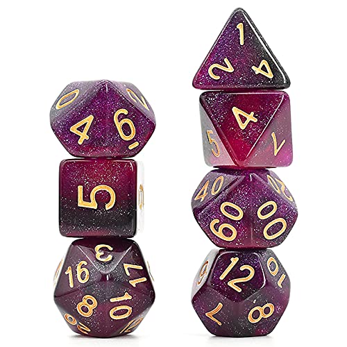 World of Dice Orion-Serie - Pen and Paper Würfel, 7-teiliges Würfelset, W20, W12, W10, W10.0, W8, W6, W4, Rollenspiel-Würfel, für Dungeons and Dragons und weitere RPG, lila schwarz World of Dice Orion-Serie - Pen and Paper Würfel, 7-teiliges Würfelset, W20, W12, W10, W10.0, W8, W6, W4, Rollenspiel-Würfel, für Dungeons and Dragons und weitere RPG, lila schwarz von World of Dice