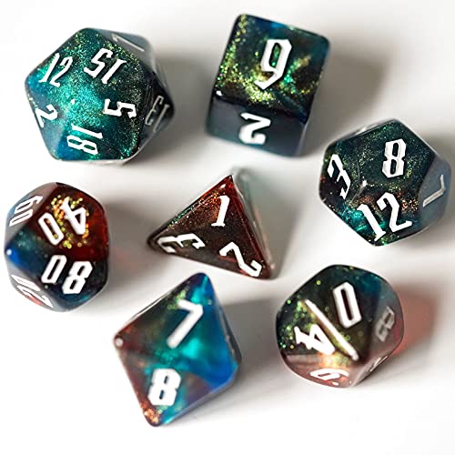 World of Dice Orion-Serie - Pen and Paper Würfel, 7-teiliges Würfelset, W20, W12, W10, W10.0, W8, W6, W4, Rollenspiel-Würfel, für Dungeons and Dragons und weitere RPG (Dark-Mix) von World of Dice