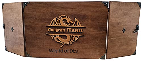 World of Dice - Premium Spielleiterschirm - aus Holz, ideal für D&D, DSA, Cthulhu und viele mehr, mit Magnete für Notizen, von World of Dice