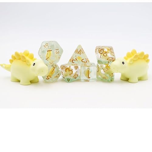 World of Dice - Stegosaurus Würfelset - 7-TLG. Pen and Paper Rollenspielwürfel mit Stegosaurus im Inneren, perfekt für DND, DSA, Cthulhu, Shadowrun und viele weitere von World of Dice