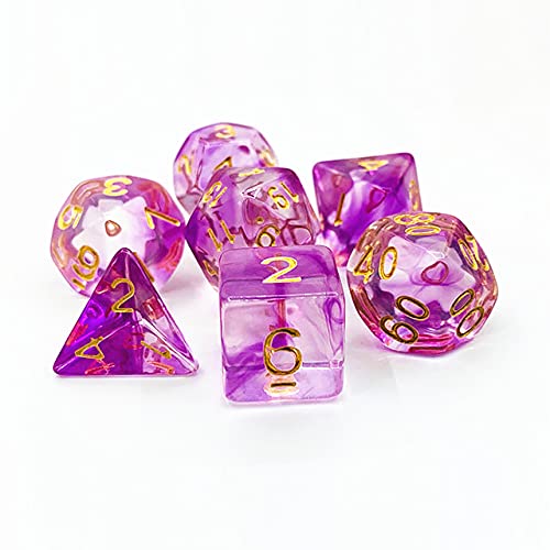 World of Dice Würfelset - Smoke Serie - 7tlg. Pen and Paper Würfel Starterset, für Dungeons and Dragons, DSA, Aborea, Cthulhu, und mehr (Pink Nebula) von World of Dice