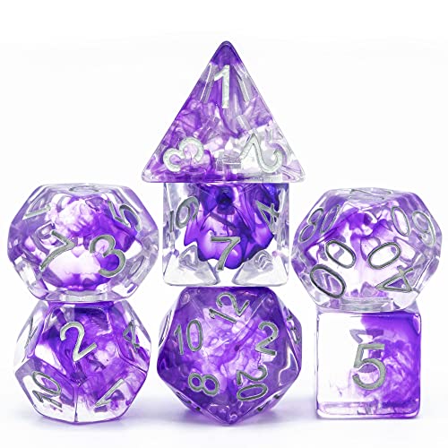 World of Dice Würfelset - Smoke Serie - 7tlg. Pen and Paper Würfel Starterset, für Dungeons and Dragons, DSA, Aborea, Cthulhu, und mehr (Purple) von World of Dice