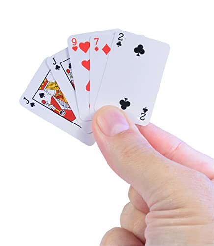 Super Impulse - Worlds Smallest Miniatur Replik Playing Cards Spielkarten mit 54 Karten im Mini-Format für Poker, Blackjack, Kartentricks, ab 6 Jahre von World's Smallest