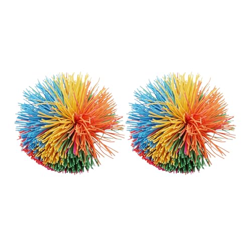2/10/12 Stück AFFE Stringy Balls, Bunte Silikon Stringy Bälle Sensory Fidget Stringy Balls Bouncy Stress Balls Bunte Silikon Ball Flauschiger Jugging Ball, Für Mitgebsel Kindergeburtstag (2pc L) von Worparsen