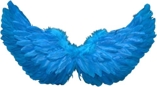 Engelsflügel, gefallene Engelsflügel, Halloween-Kostüm, Federflügel mit elastischen Bändern, helle Farbe, leicht, Kostüm, Cosplay, Flügel, Fotografie-Requisiten (Himmelblau) von Worparsen