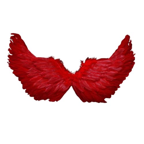 Engelsflügel, gefallene Engelsflügel, Halloween-Kostüm, Federflügel mit elastischen Bändern, helle Farbe, leicht, Kostüm, Cosplay, Flügel, Fotografie-Requisiten (rot) von Worparsen