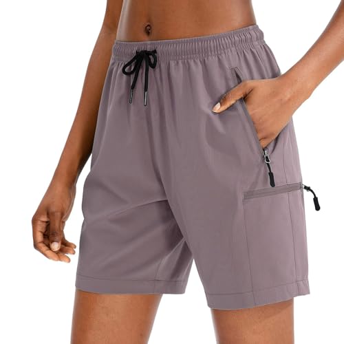 Worparsen Shorts für Frauen mit Reißverschluss in Taschen, Elastische Taille Kurze Hosen, Schelle Trockene, Locke Leichteaufende Fitnessstudio-Aktivkleidung Helle Lila M Worparsen Shorts für Frauen mit Reißverschluss in Taschen, Elastische Taille Kurze Hosen, Schelle Trockene, Locke Leichteaufende Fitnessstudio-Aktivkleidung Helle Lila M von Worparsen