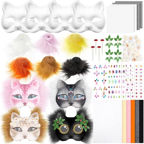 Worparsen Therian Mask Set, 31 PCs Therian Cat Mask Kit, DIY -Katzenmaske, selbstklebende Filzstoffblech 6 Farben mit 4 -pcs -Augennetz für Halloween -Masquerade, Cosplay -Party B Worparsen Therian Mask Set, 31 PCs Therian Cat Mask Kit, DIY -Katzenmaske, selbstklebende Filzstoffblech 6 Farben mit 4 -pcs -Augennetz für Halloween -Masquerade, Cosplay -Party B von Worparsen