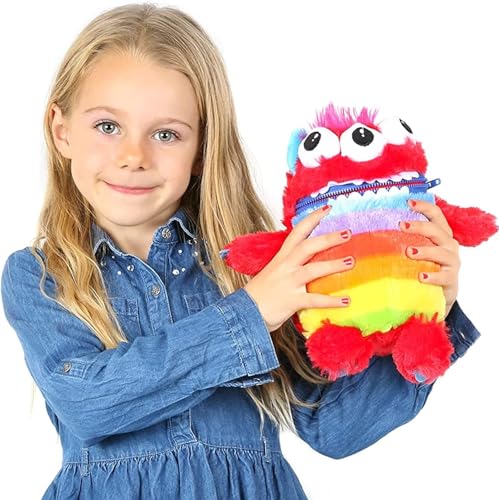 Worry Yummy Monster Kinder Plüschtier – 28 cm (11 Zoll) weiches Kuscheltier für Kinder – Jungen & Mädchen Angst, Stress & Angst reduzierender Schlafbegleiter – Rot 'Munch' von Worry Yummy