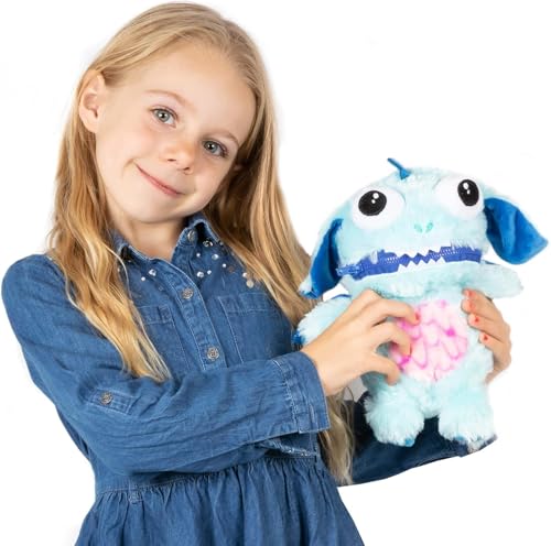 Worry Yummy Monster Kinder Plüschtier – 28 cm weiches Kuscheltier für Kinder – Jungen & Mädchen Angst, Stress & Angst reduzierender Schlafbegleiter – Blau 'Marvin' von Worry Yummy