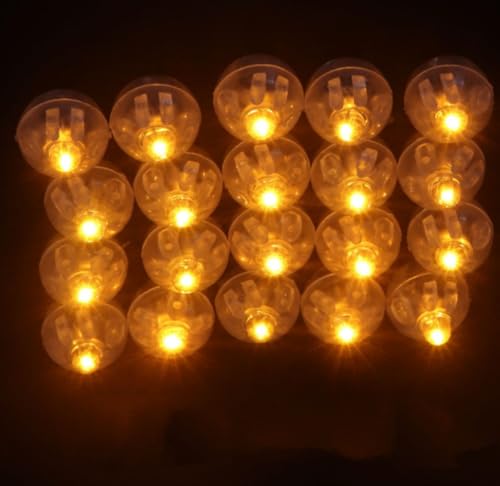 WoskjXas 100 Stück Runde Ballonlichter Mini Ballon Licht Led Luftballon Lichter Runde Led Ballonlichter Mini Balloon Lights für Weihnachten Halloween Dekoration [Gelb] von WoskjXas