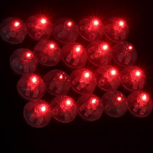 WoskjXas 100 Stück Runde Ballonlichter Mini Ballon Licht Led Luftballon Lichter Runde Led Ballonlichter Mini Balloon Lights für Weihnachten Halloween Dekoration [Rot] von WoskjXas